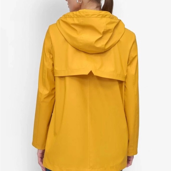 DKNY Yellow Nautical Waterproof Hooded Rain Jacket Coat - DL5MPW27 - Small - Picture 5 of 13